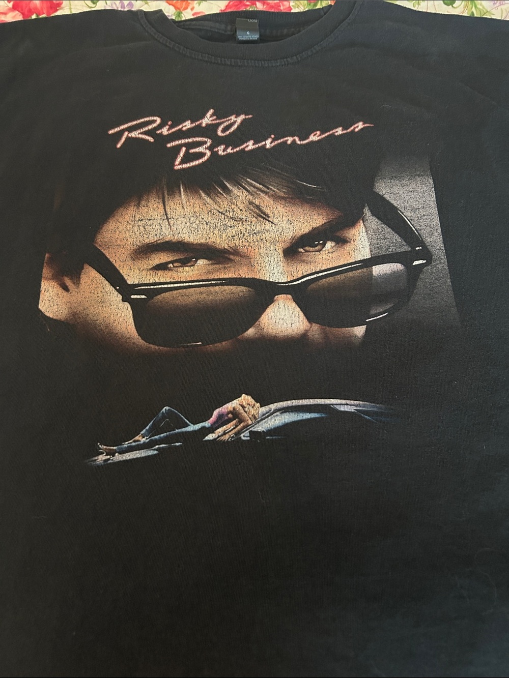 Black 'Risky Business' Graphic Short-Sleeve Tee